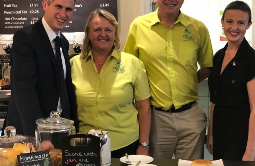 Gavin enjoying a snack with the owners