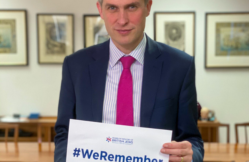 Gavin Williamson MP, on Holocaust Memorial Day