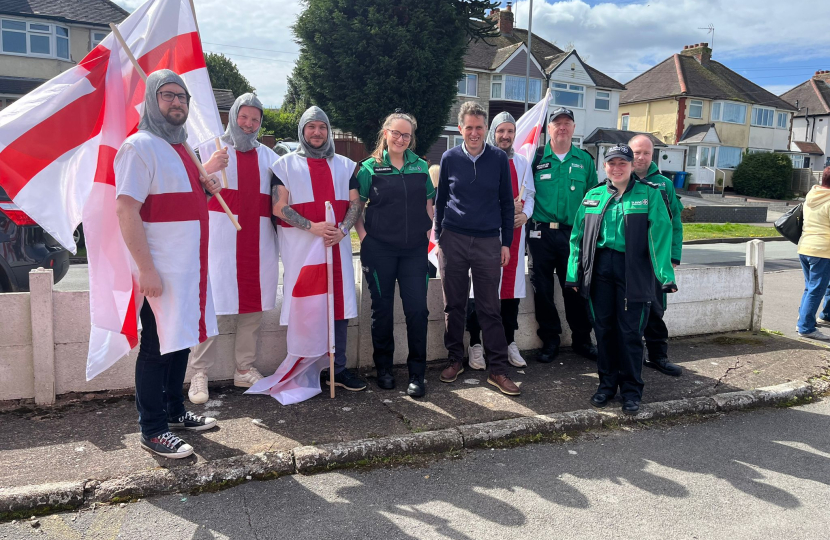 Sir Gavin Williamson is joined by residents in Great Wyrley including St John's Ambulance