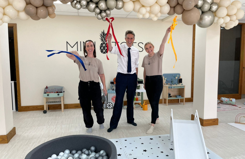 Sir Gavin Williamson is joined with Mini Tots founders Kate and Jill