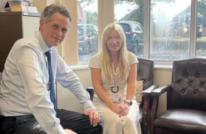 Sir Gavin Williamson met with campaigner Charlotte Fensome from Coven to discuss financial compensation for Primodos victims.