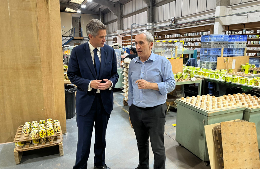 Sir Gavin Williamson at the Dunoon factory in Stone