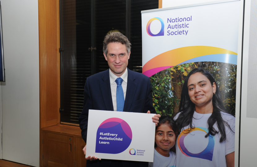 Sir Gavin Williamson attending the parliamentary event organised by the National Autistic Society