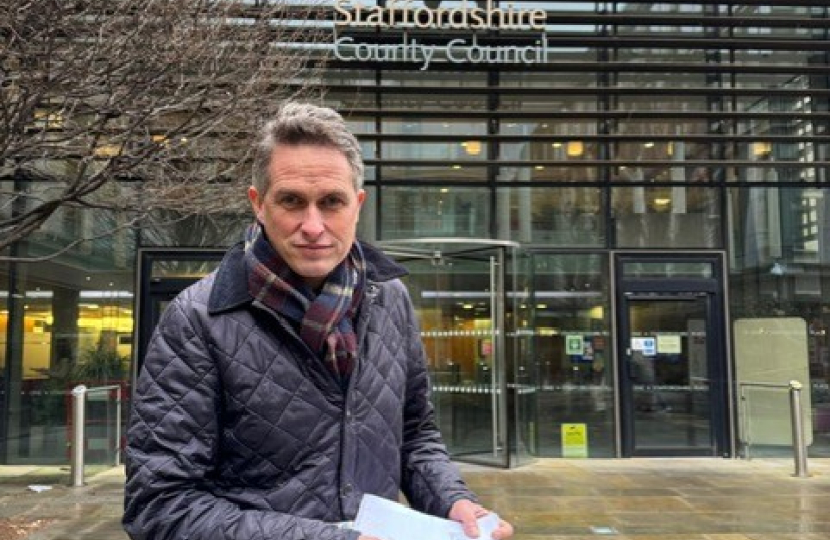 Gavin delivering petition to Staffordshire County Council 