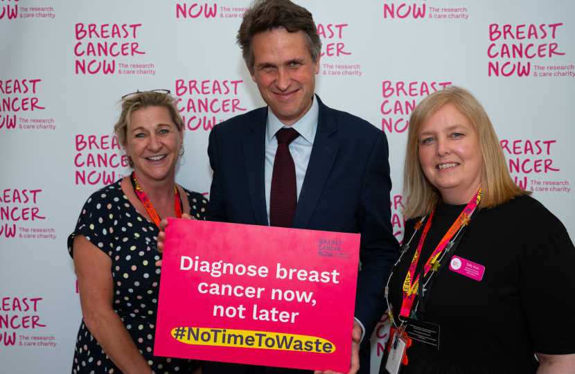 Sir Gavin Williamson at a Brest Cancer Now Reception