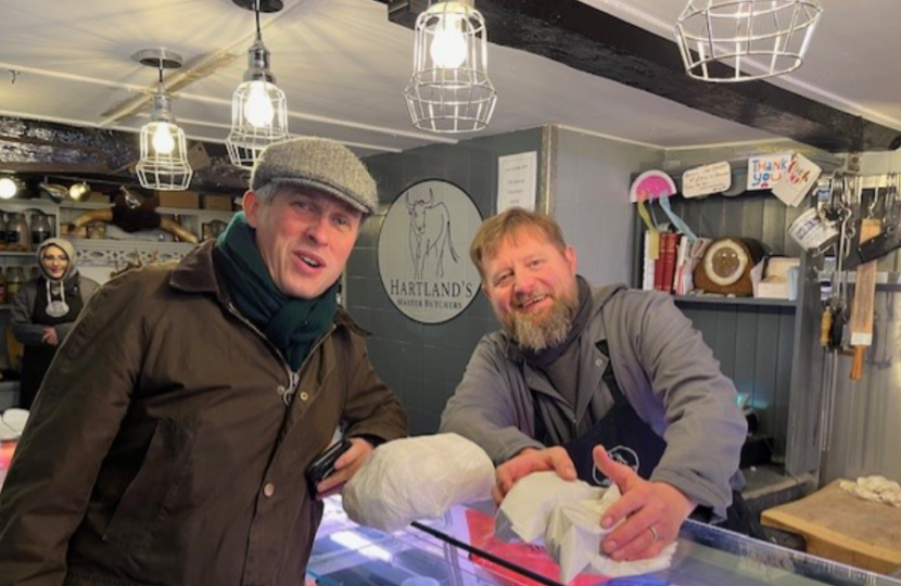 Sir Gavin Williamson visiting Hartland's Master Butchers in Kinver