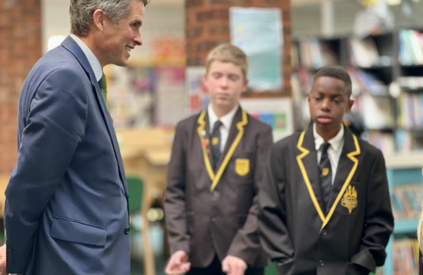 Sir Gavin Williamson is joined by students from Walton Priory School