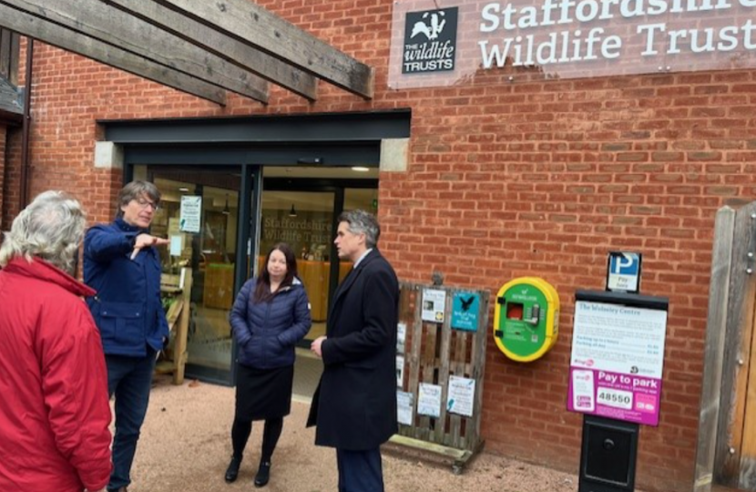 Sir Gavin Williamson is joined by members of Staffordshire Wildlife Trust outside the Wolseley Centre