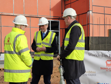 Sir Gavin Williamson is joined by Chris Flint, Managing Director of GF Tomlinson, and Jonathan Price, Staffordshire County Councillor