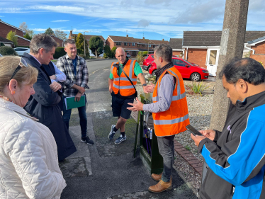 Sir Gavin Williamson in Perton with City Fibre officials and local councillors