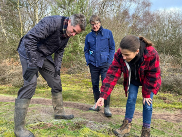 Sir Gavin Williamson MP (L) with Julian Woolford and Hayley Dorrington (R)