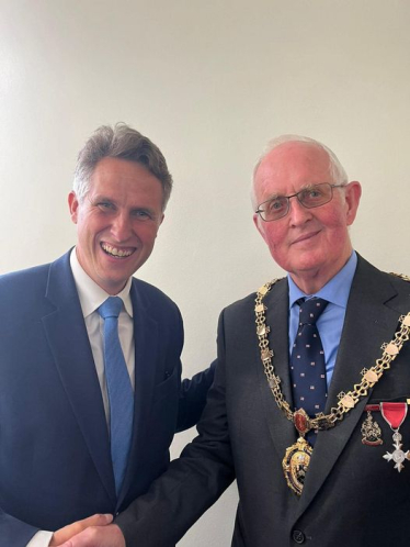 Sir Gavin with the new Mayor of Stone Town Council Cllr Phillip Leason