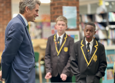 Sir Gavin Williamson is joined by students from Walton Priory School